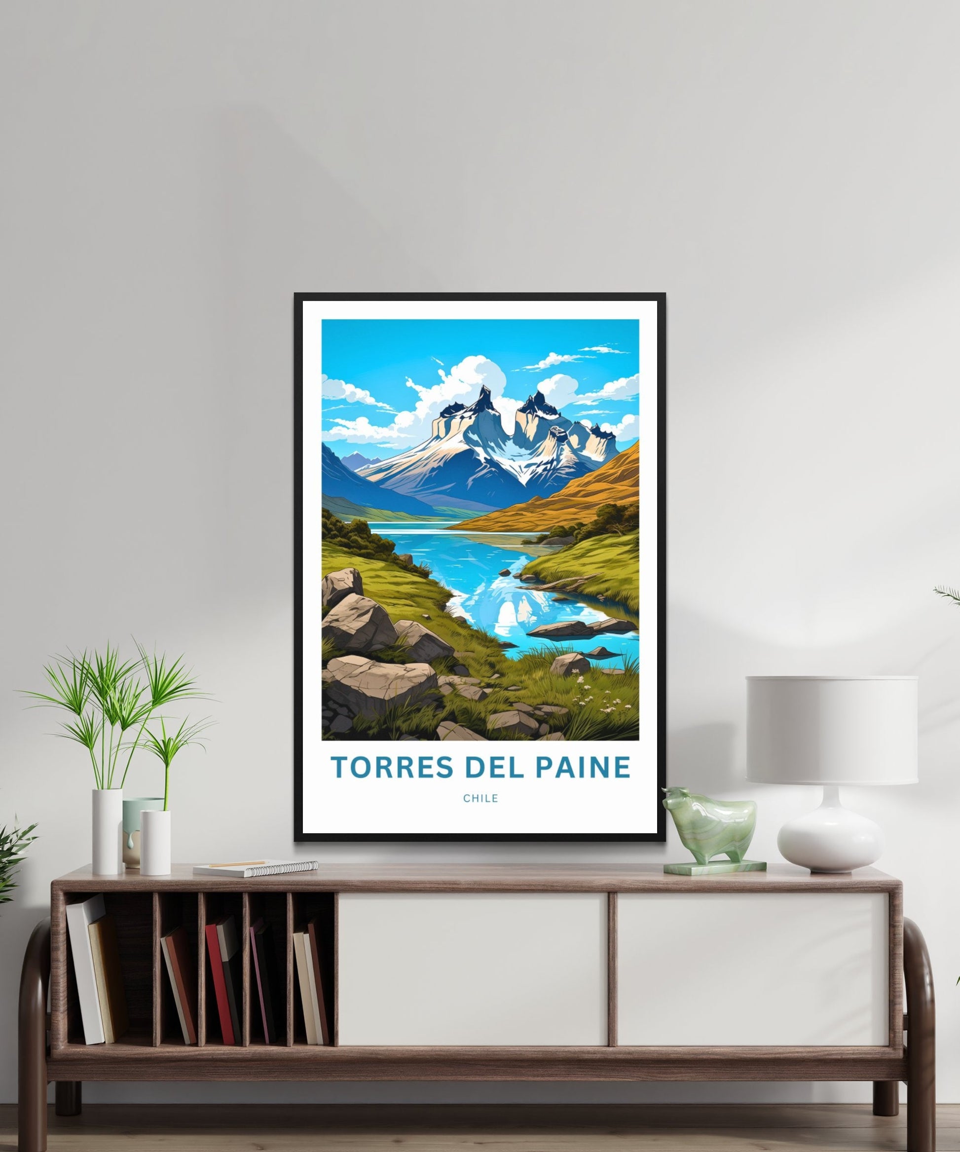 Torres del Paine Travel Print - Torres del Paine poster, Chile Wall Art, Framed present, Gift Chile Present, Customize Your Text - TravelTreasureCo