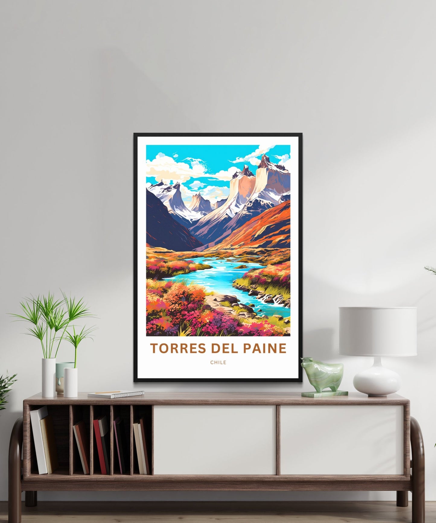 Torres del Paine Travel Print - Torres del Paine poster, Chile Wall Art, Framed present, Gift Chile Present, Customize Your Text - TravelTreasureCo