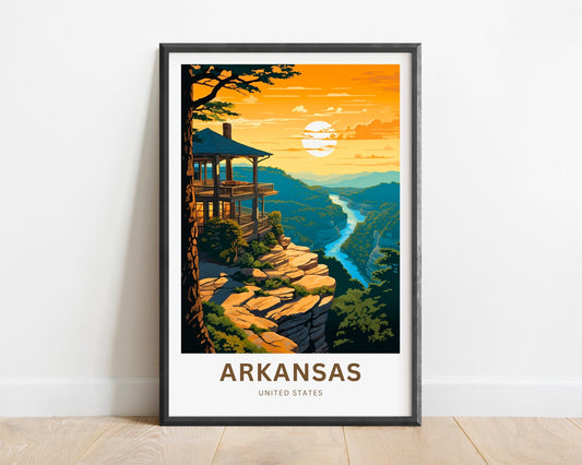 Arkansas Print - Arkansas Waterfalls poster, United States Wall Art, Framed present, Gift Arkansas Present, Customized Your Text - TravelTreasureCo