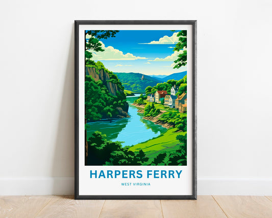 Harpers Ferry Travel Print - Harper's Ferry poster, West Virginia Wall Art, Framed present, Gift West Virginia Present, Customized Your Text - TravelTreasureCo