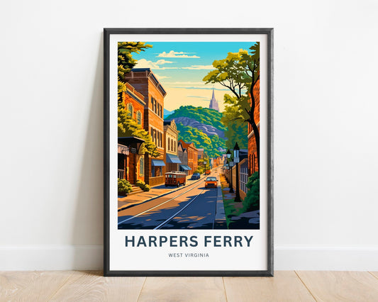 Harpers Ferry Travel Print - Harper's Ferry poster, West Virginia Wall Art, Framed present, Gift West Virginia Present, Customized Your Text - TravelTreasureCo