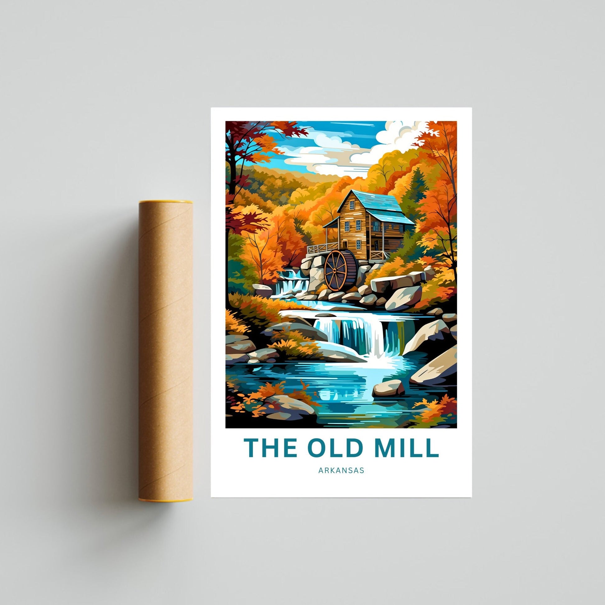 Personzalized Old Mill Travel Print - The Old Mill poster, Arkansas Wall Art, Framed present, Gift Arkansas Present, Customized Your Text - TravelTreasureCo