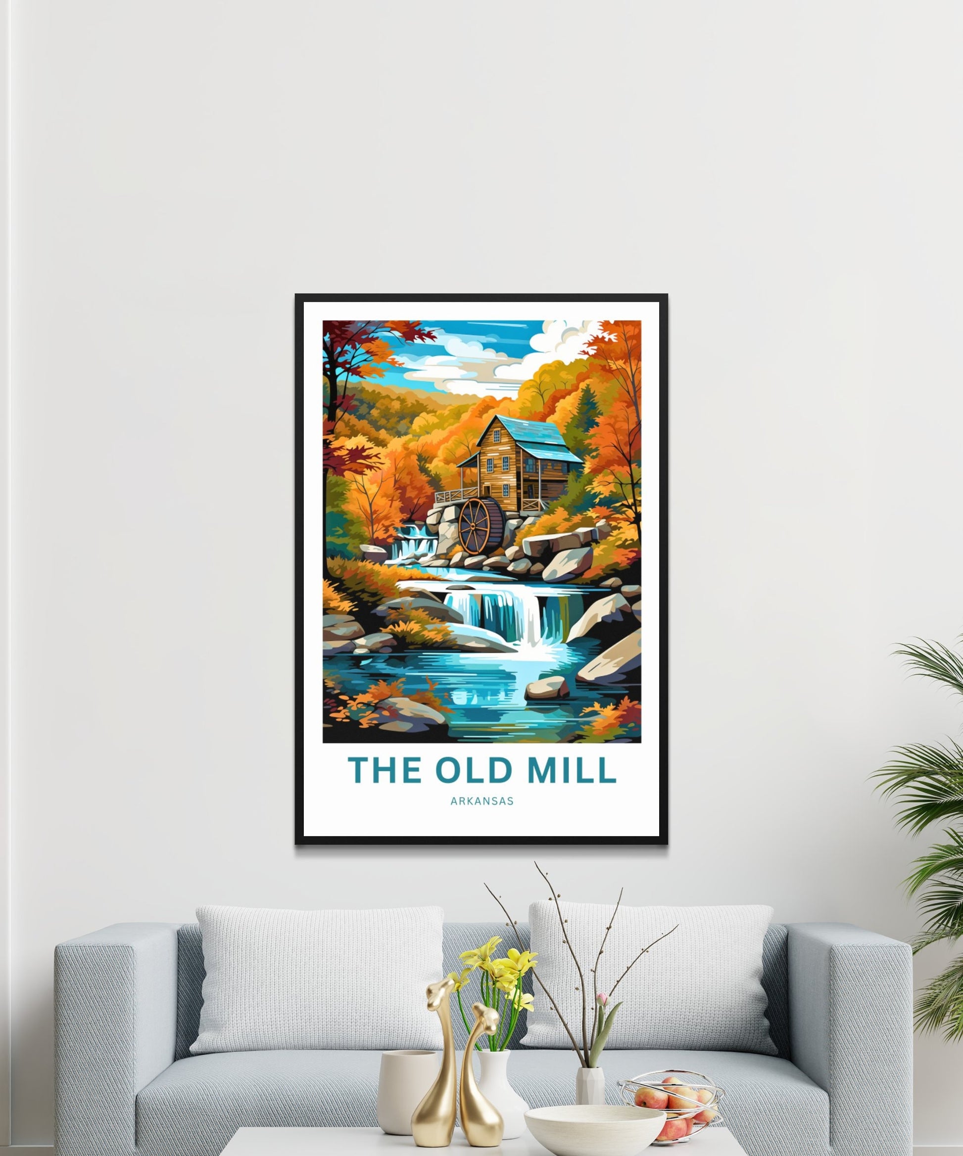 Personzalized Old Mill Travel Print - The Old Mill poster, Arkansas Wall Art, Framed present, Gift Arkansas Present, Customized Your Text - TravelTreasureCo