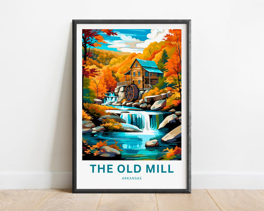 The Old Mill Travel Print - The Old Mill poster, Arkansas Wall Art, Framed present, Gift Arkansas Present, Customized Your Text - TravelTreasureCo