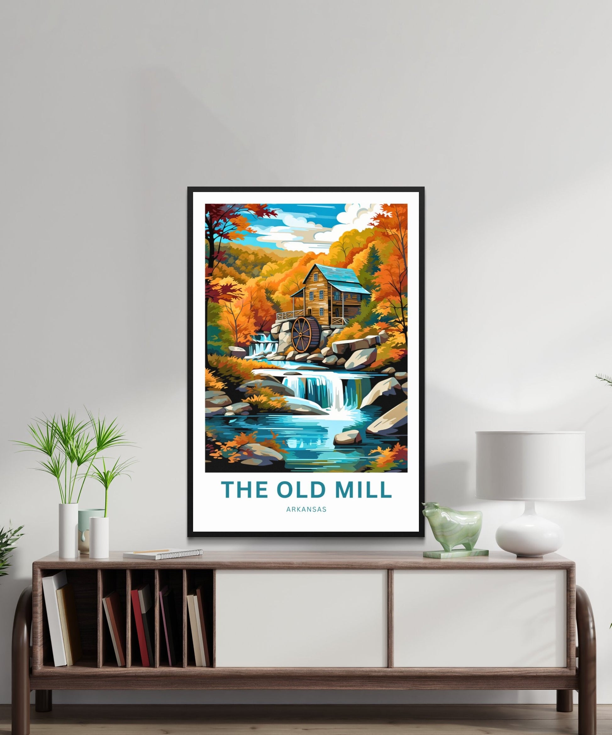 Personzalized Old Mill Travel Print - The Old Mill poster, Arkansas Wall Art, Framed present, Gift Arkansas Present, Customized Your Text - TravelTreasureCo