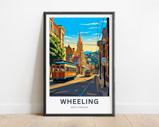 Wheeling Travel Print - Wheeling poster, West Virginia Wall Art, Framed present, Gift West Virginia Present, Customized Your Text - TravelTreasureCo