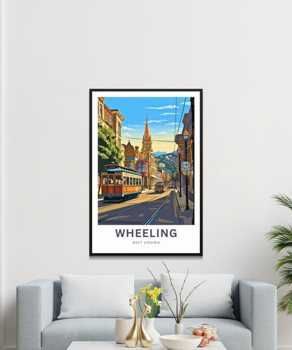 Wheeling Travel Print - Wheeling poster, West Virginia Wall Art, Framed present, Gift West Virginia Present, Customized Your Text - TravelTreasureCo