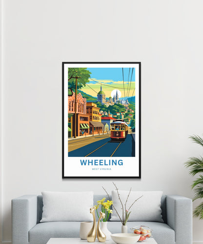 Wheeling Travel Print - Wheeling poster, West Virginia Wall Art, Framed present, Gift West Virginia Present, Customized Your Text - TravelTreasureCo