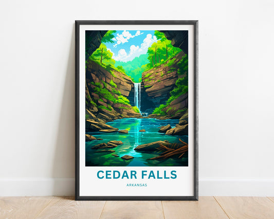 Cedar Falls Travel Print - Cedar Falls poster, Arkansas Wall Art, Framed present, Gift Ozark National Forest Present, Customized Your Text - TravelTreasureCo