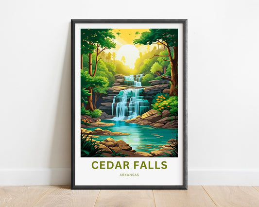 Cedar Falls Travel Print - Cedar Falls poster, Arkansas Wall Art, Framed present, Gift Ozark National Forest Present, Customized Your Text - TravelTreasureCo