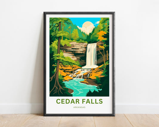 Cedar Falls Travel Print - Cedar Falls poster, Arkansas Wall Art, Framed present, Gift Ozark National Forest Present, Customized Your Text - TravelTreasureCo