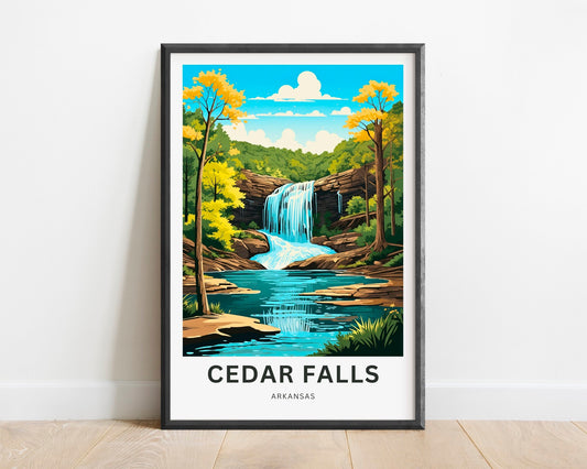 Cedar Falls Travel Print - Cedar Falls poster, Arkansas Wall Art, Framed present, Gift Ozark National Forest Present, Customized Your Text - TravelTreasureCo