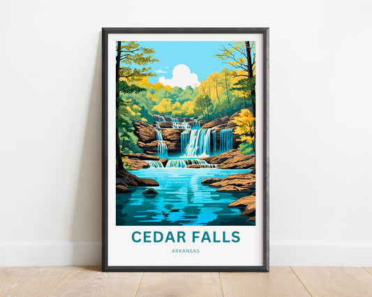 Cedar Falls Travel Print - Cedar Falls poster, Arkansas Wall Art, Framed present, Gift Ozark National Forest Present, Customized Your Text - TravelTreasureCo