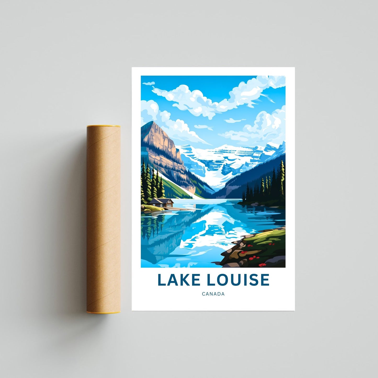 Lake Louise Travel Print - Lake Louise poster, Canada Wall Art, Framed present, Gift Canada Present, Banff National Park, Custom Your Text - TravelTreasureCo