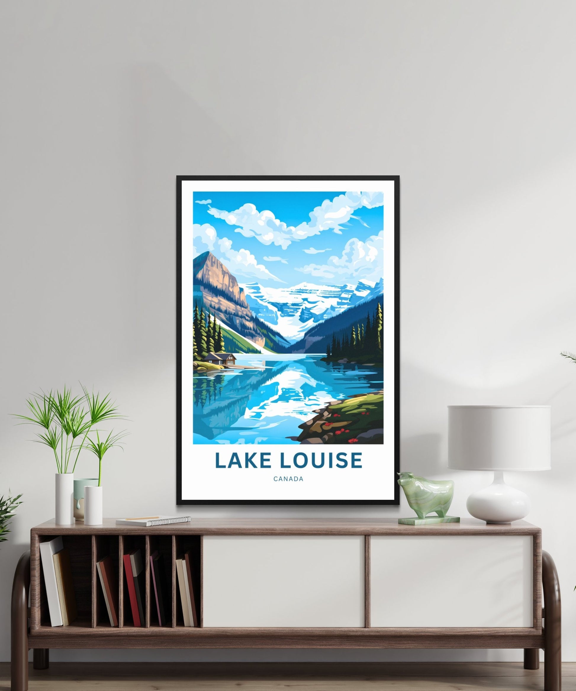 Lake Louise Travel Print - Lake Louise poster, Canada Wall Art, Framed present, Gift Canada Present, Banff National Park, Custom Your Text - TravelTreasureCo