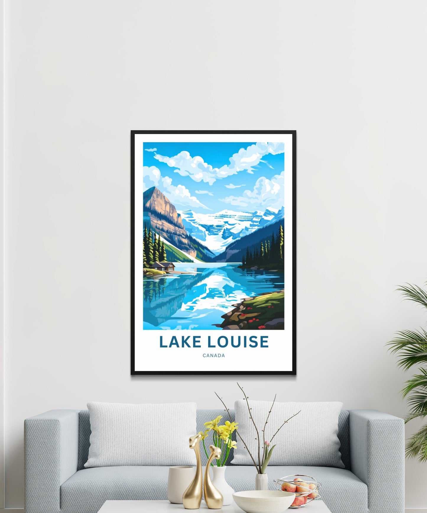 Lake Louise Travel Print - Lake Louise poster, Canada Wall Art, Framed present, Gift Canada Present, Banff National Park, Custom Your Text - TravelTreasureCo