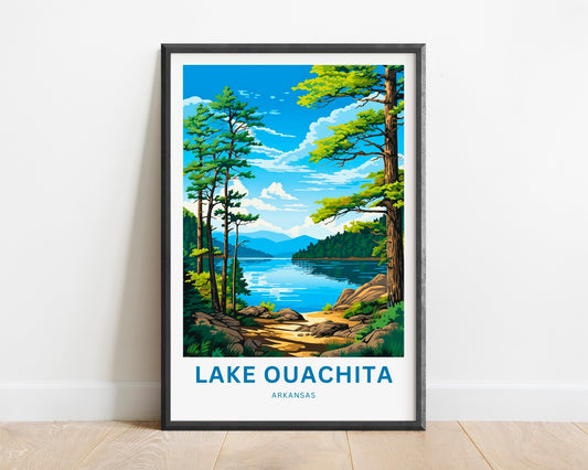Lake Ouachita Travel Print - Lake Ouachita poster, Arkansas Wall Art, Framed present, Gift Arkansas Present, Customized Your Text - TravelTreasureCo