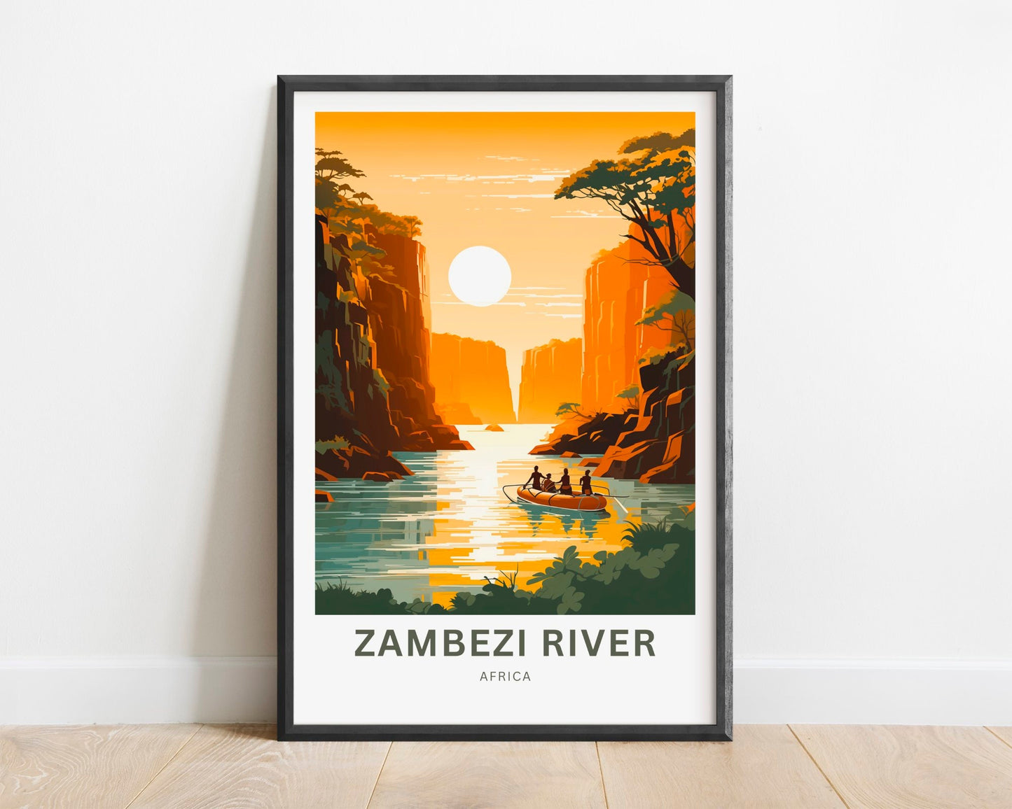 Zambezi River Travel Print - Zambezi River poster, Africa Wall Art, Framed present, Gift Africa Present - TravelTreasureCo