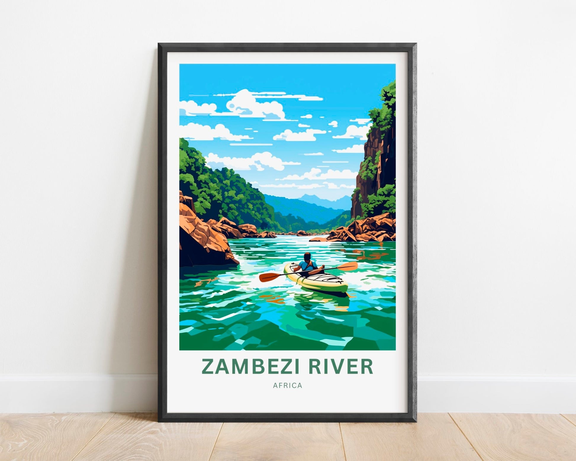 Zambezi River Travel Print - Zambezi River poster, Africa Wall Art, Framed present, Gift Africa Present - TravelTreasureCo