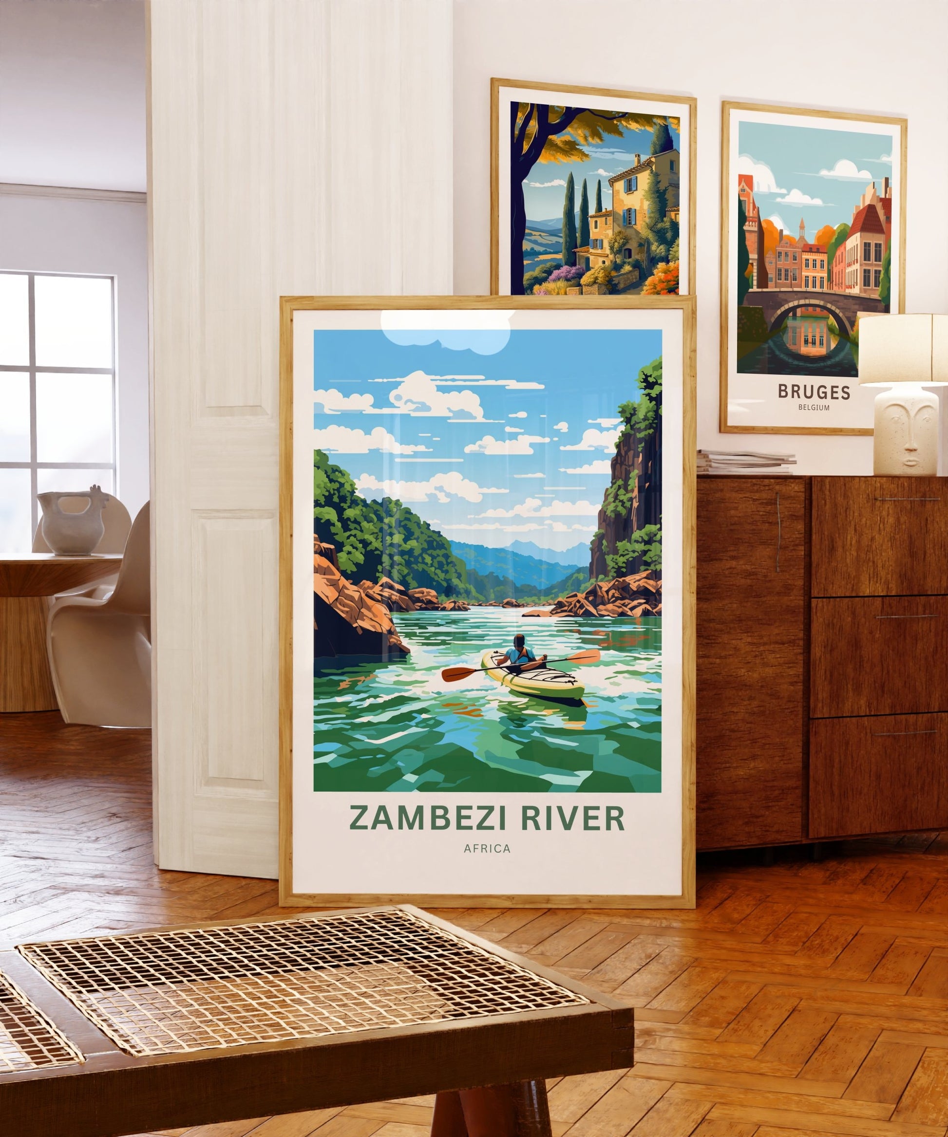 Zambezi River Travel Print - Zambezi River poster, Africa Wall Art, Framed present, Gift Africa Present - TravelTreasureCo