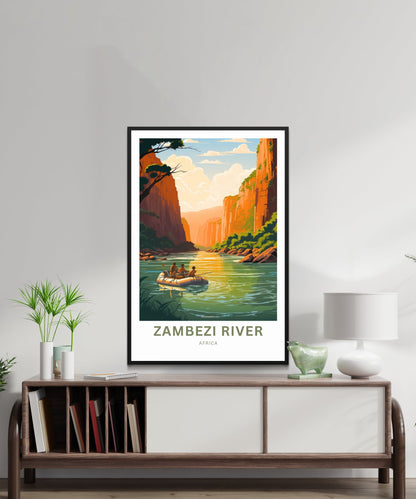 Zambezi River Travel Print - Zambezi River poster, Africa Wall Art, Framed present, Gift Africa Present - TravelTreasureCo