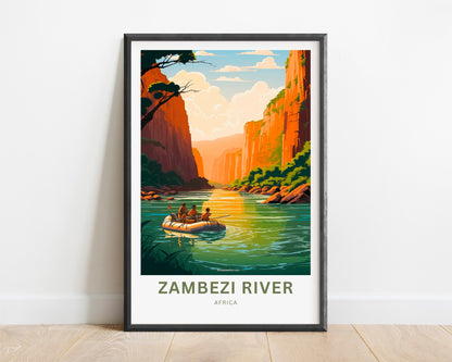 Zambezi River Travel Print - Zambezi River poster, Africa Wall Art, Framed present, Gift Africa Present - TravelTreasureCo