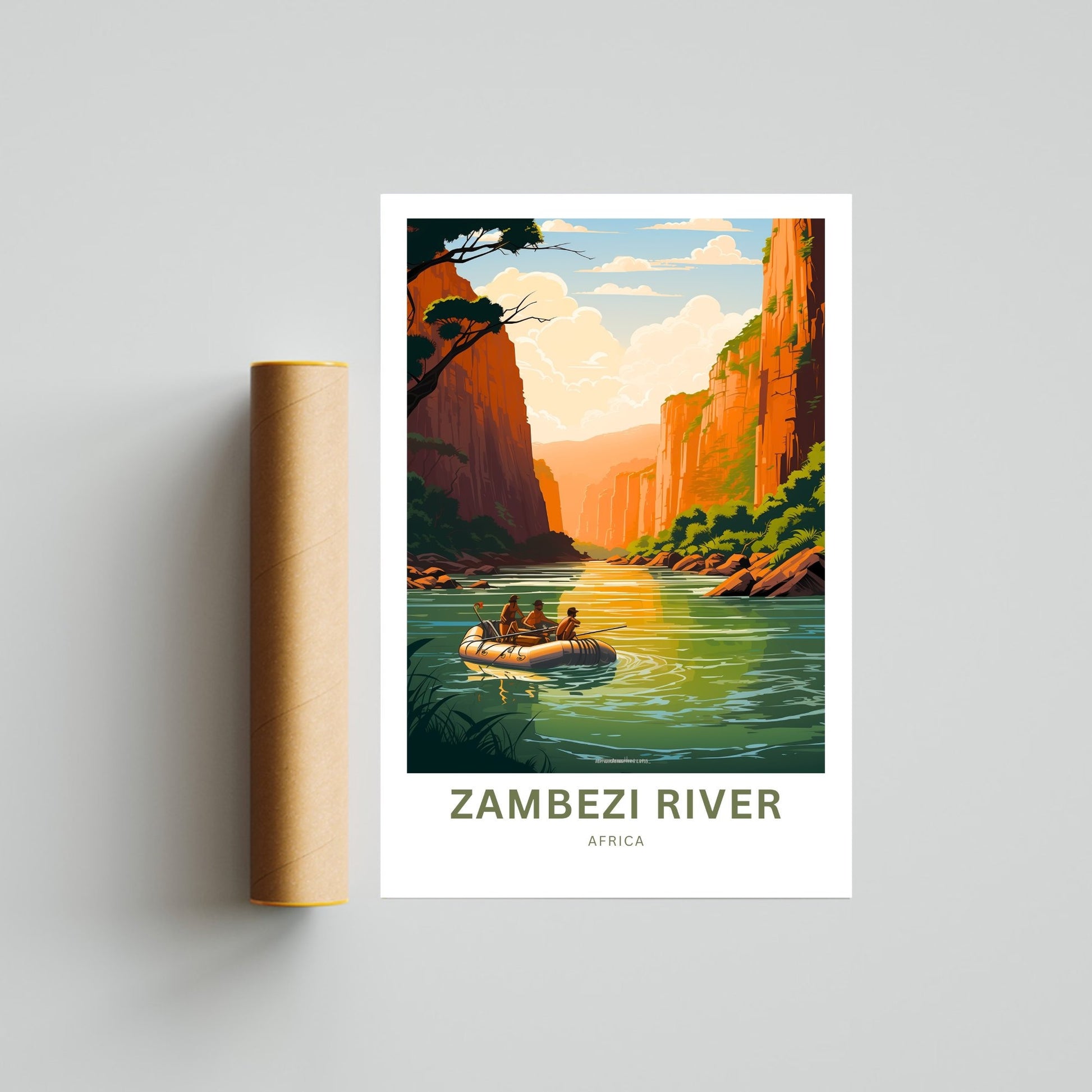 Zambezi River Travel Print - Zambezi River poster, Africa Wall Art, Framed present, Gift Africa Present - TravelTreasureCo