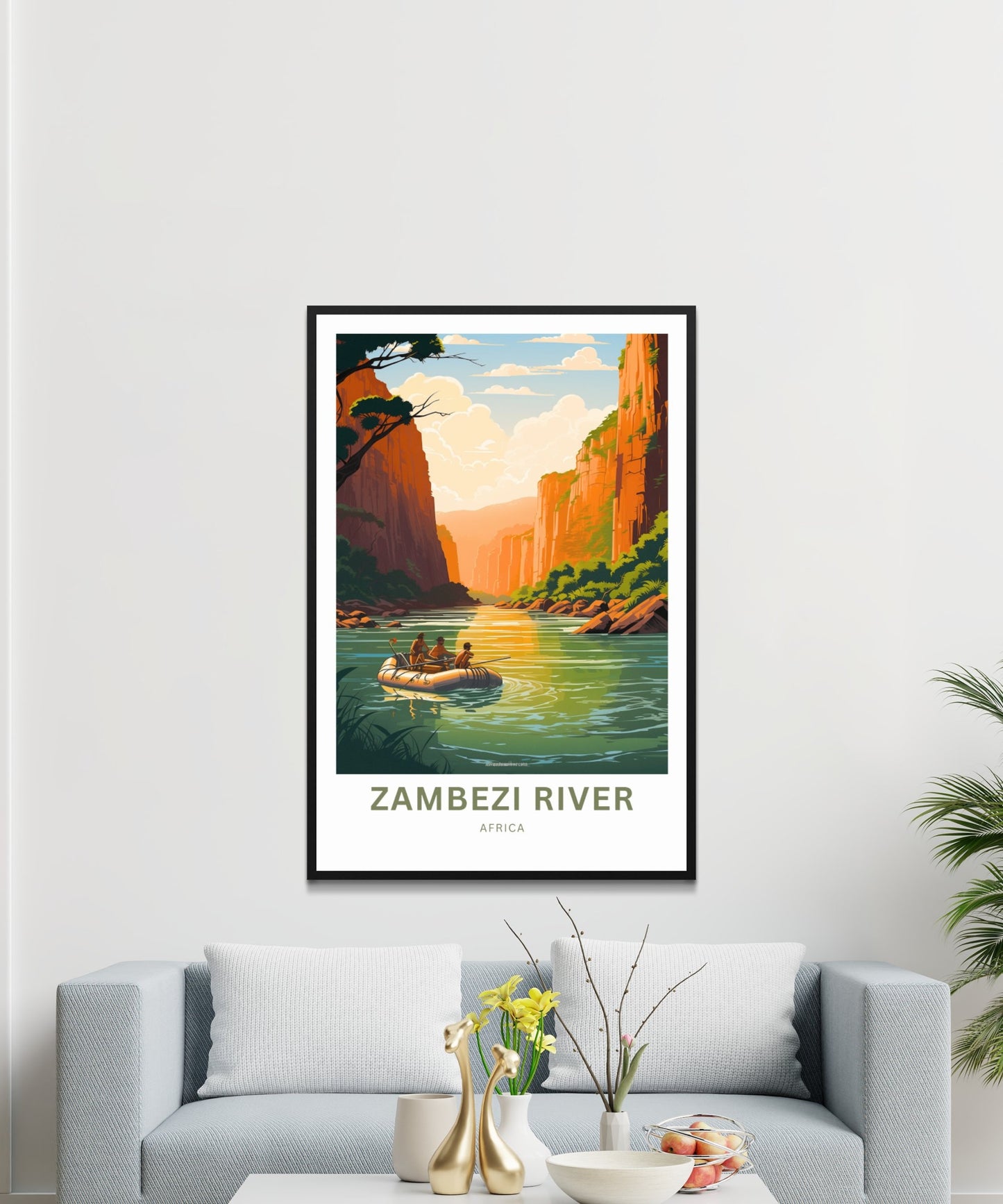 Zambezi River Travel Print - Zambezi River poster, Africa Wall Art, Framed present, Gift Africa Present - TravelTreasureCo