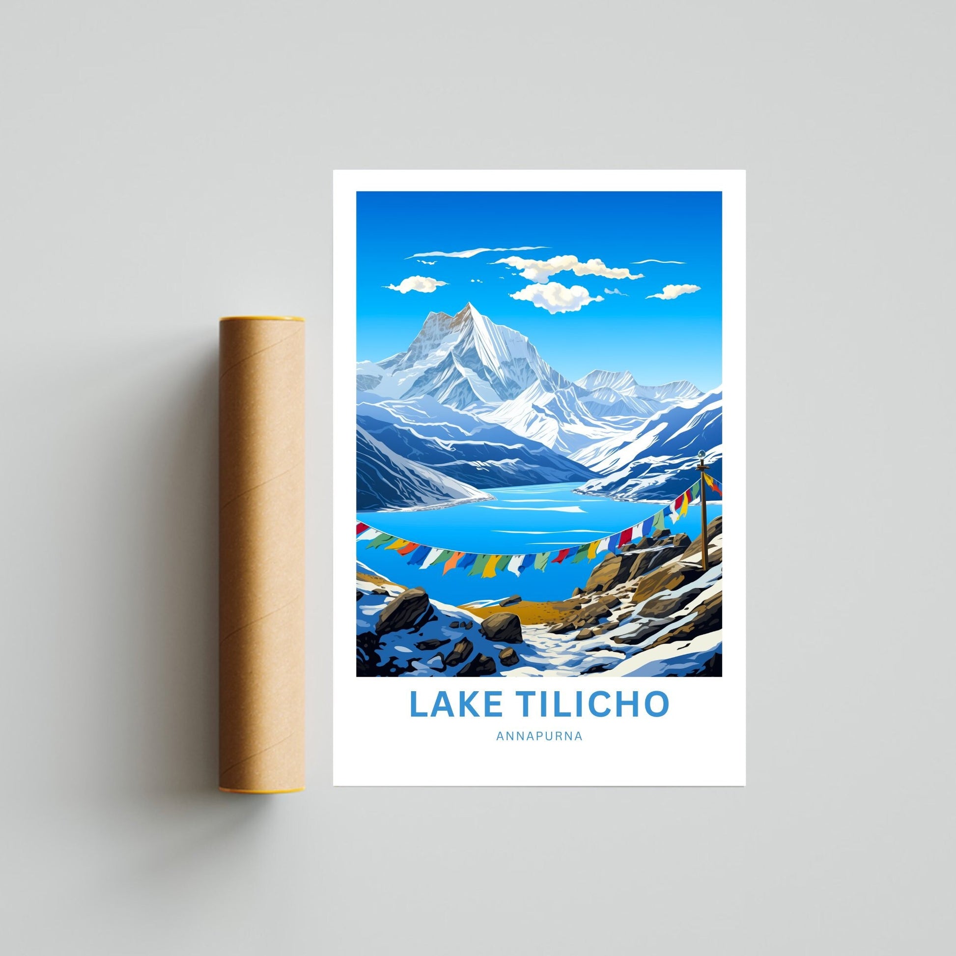 Tilicho Lake Travel Print - Tilicho Lakeposter, Annapurna Wall Art, Wall Decor, Framed present, Gift Nepal Present - TravelTreasureCo