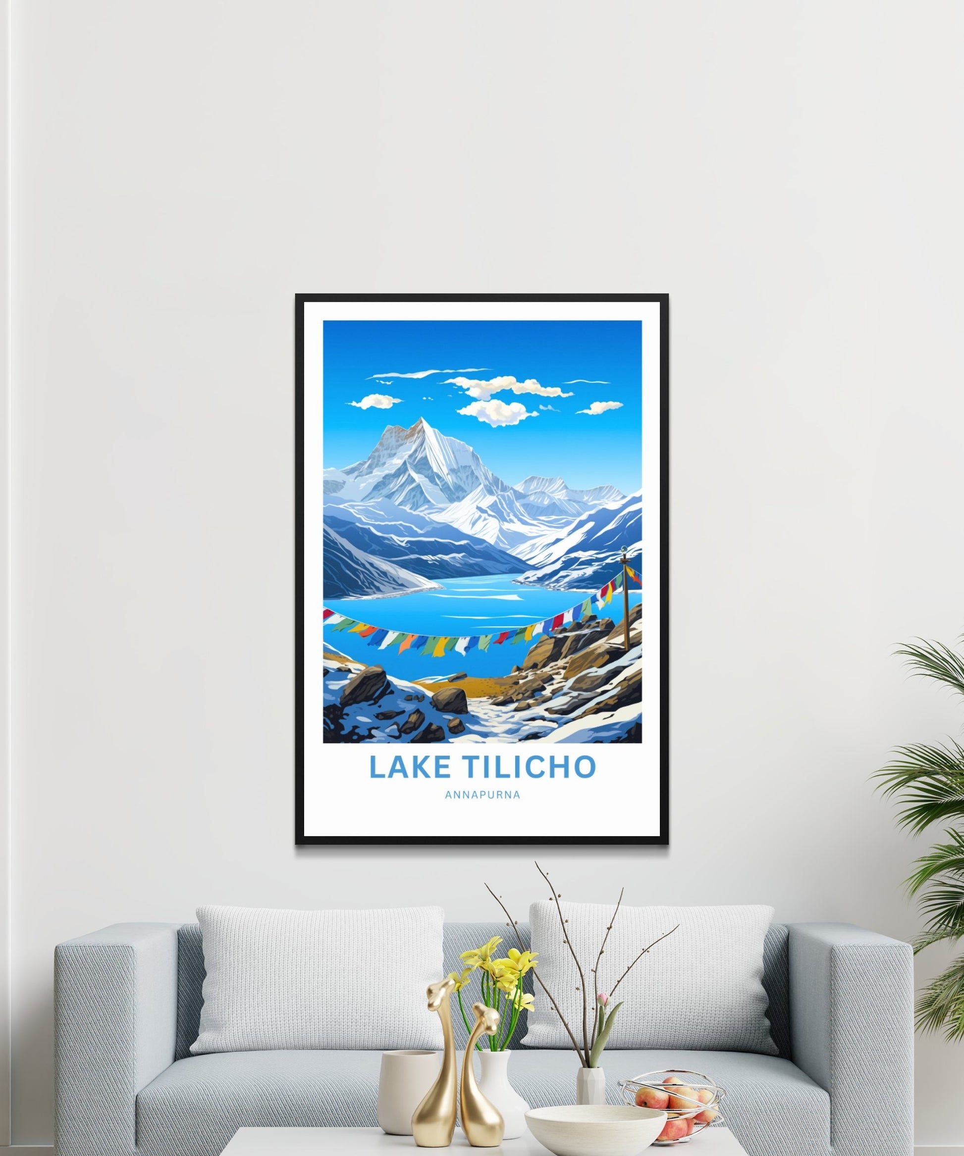 Tilicho Lake Travel Print - Tilicho Lakeposter, Annapurna Wall Art, Wall Decor, Framed present, Gift Nepal Present - TravelTreasureCo