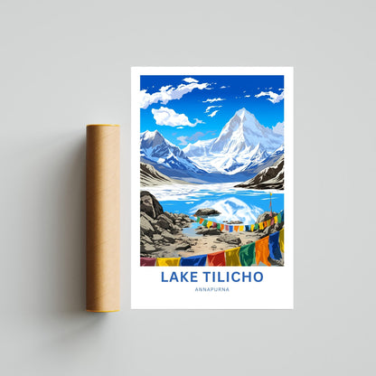 Tilicho Lake Travel Print - Tilicho Lakeposter, Annapurna Wall Art, Wall Decor, Framed present, Gift Nepal Present - TravelTreasureCo