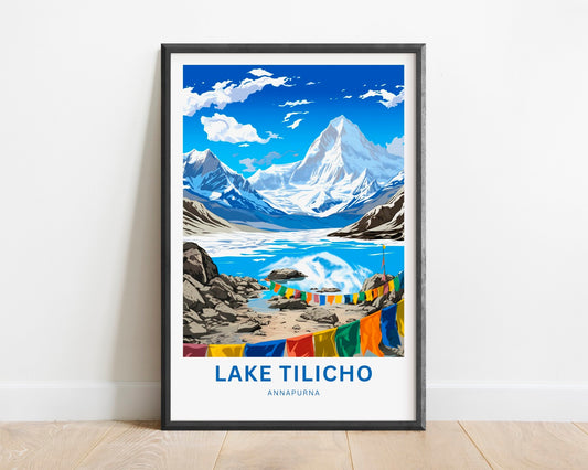 Tilicho Lake Travel Print - Tilicho Lakeposter, Annapurna Wall Art, Wall Decor, Framed present, Gift Nepal Present - TravelTreasureCo