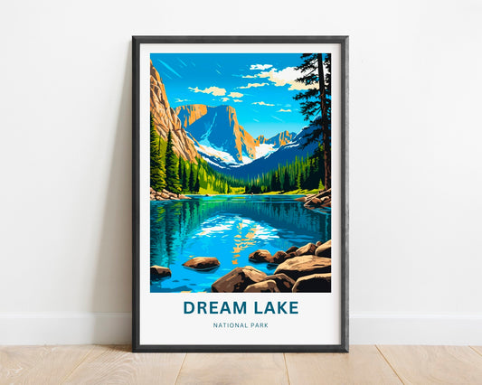 Dream Lake Travel Print - Dream Lake poster, National Park Wall Art, Decor, Framed present, Gift Colorado Present - TravelTreasureCo