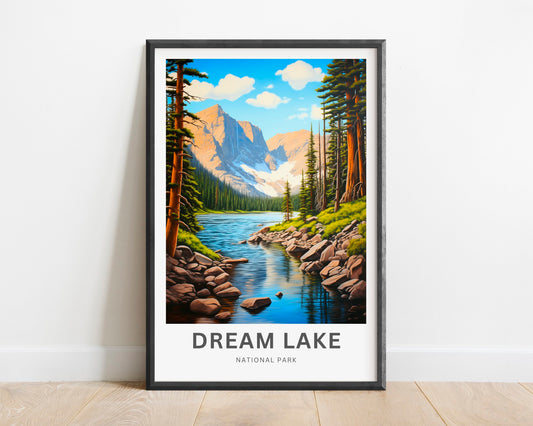 Dream Lake Travel Print - Dream Lake poster, National Park Wall Art, Decor, Framed present, Gift Colorado Present - TravelTreasureCo