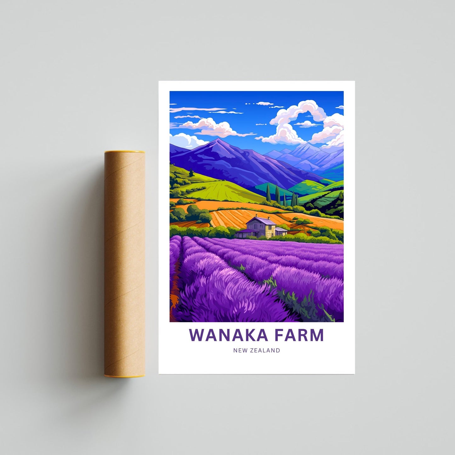 Wanaka Farm Travel Print - Wanaka Farm poster, New Zealand Wall Art, Framed present, Gift New Zealand Present - TravelTreasureCo