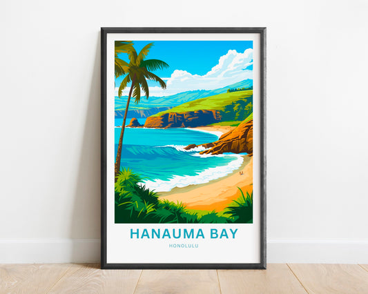 Hanauma Hawaii Travel Print - Hanauma Honolulu Hawaii poster, Hawaii Wall Art, Framed present, Gift United States Present - TravelTreasureCo