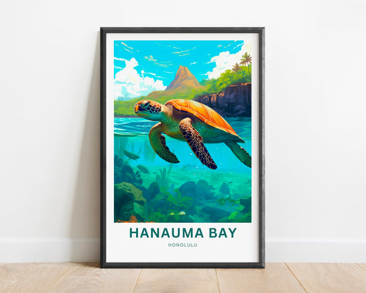 Hanauma Hawaii Travel Print - Hanauma Honolulu Hawaii poster, Hawaii Wall Art, Framed present, Gift United States Present - TravelTreasureCo
