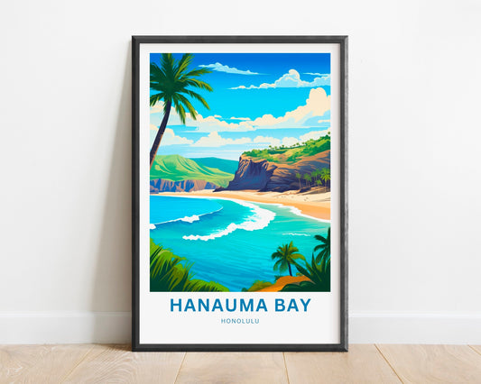 Hanauma Hawaii Travel Print - Hanauma Honolulu Hawaii poster, Hawaii Wall Art, Framed present, Gift United States Present - TravelTreasureCo