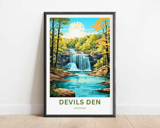 Devil's Den Travel Print - Devils Den poster, Arkansas Wall Art, Framed present, Gift Devil's Den State Park Present, Customized Text - TravelTreasureCo