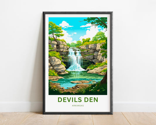 Devil's Den Travel Print - Devils Den poster, Arkansas Wall Art, Framed present, Gift Devil's Den State Park Present, Customized Text - TravelTreasureCo