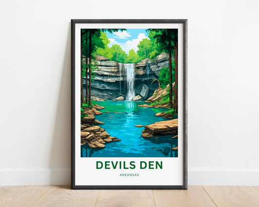 Devil's Den Travel Print - Devils Den poster, Arkansas Wall Art, Framed present, Gift Devil's Den State Park Present, Customized Text - TravelTreasureCo