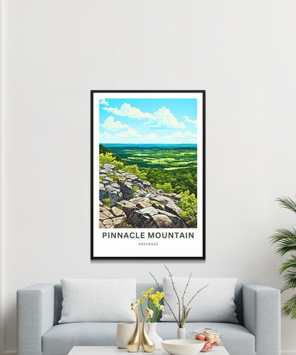 Pinnacle Mountain Travel Print - Pinnacle Mountain poster, Arkansas Wall Art, Framed present, Gift Arkansas Present, Customized Your Text - TravelTreasureCo