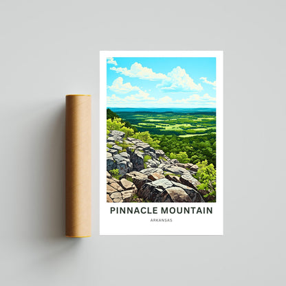 Pinnacle Mountain Travel Print - Pinnacle Mountain poster, Arkansas Wall Art, Framed present, Gift Arkansas Present, Customized Your Text - TravelTreasureCo