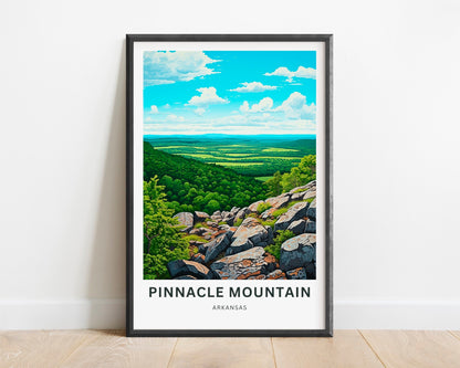 Pinnacle Mountain Travel Print - Pinnacle Mountain poster, Arkansas Wall Art, Framed present, Gift Arkansas Present, Customized Your Text - TravelTreasureCo