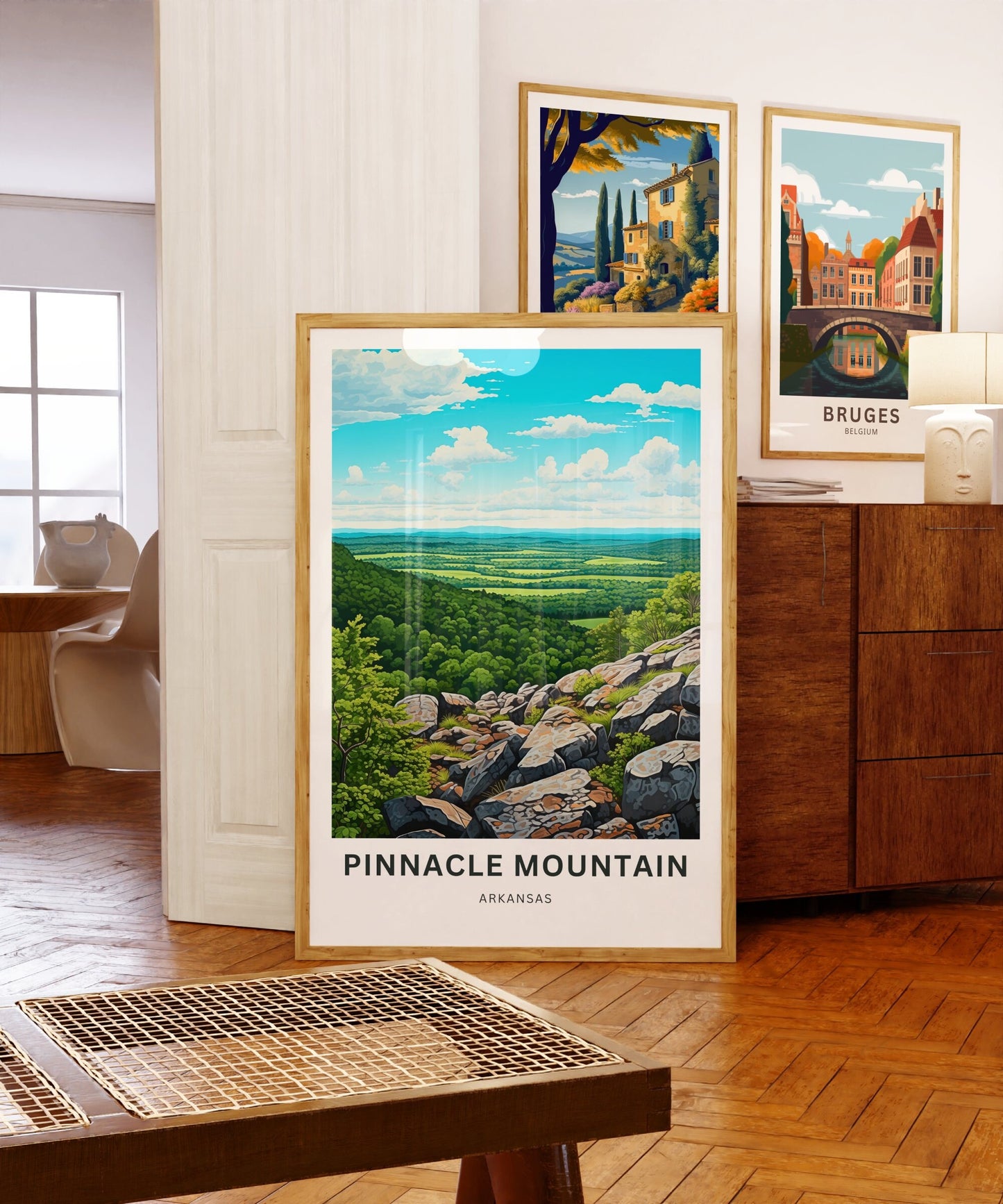 Pinnacle Mountain Travel Print - Pinnacle Mountain poster, Arkansas Wall Art, Framed present, Gift Arkansas Present, Customized Your Text - TravelTreasureCo