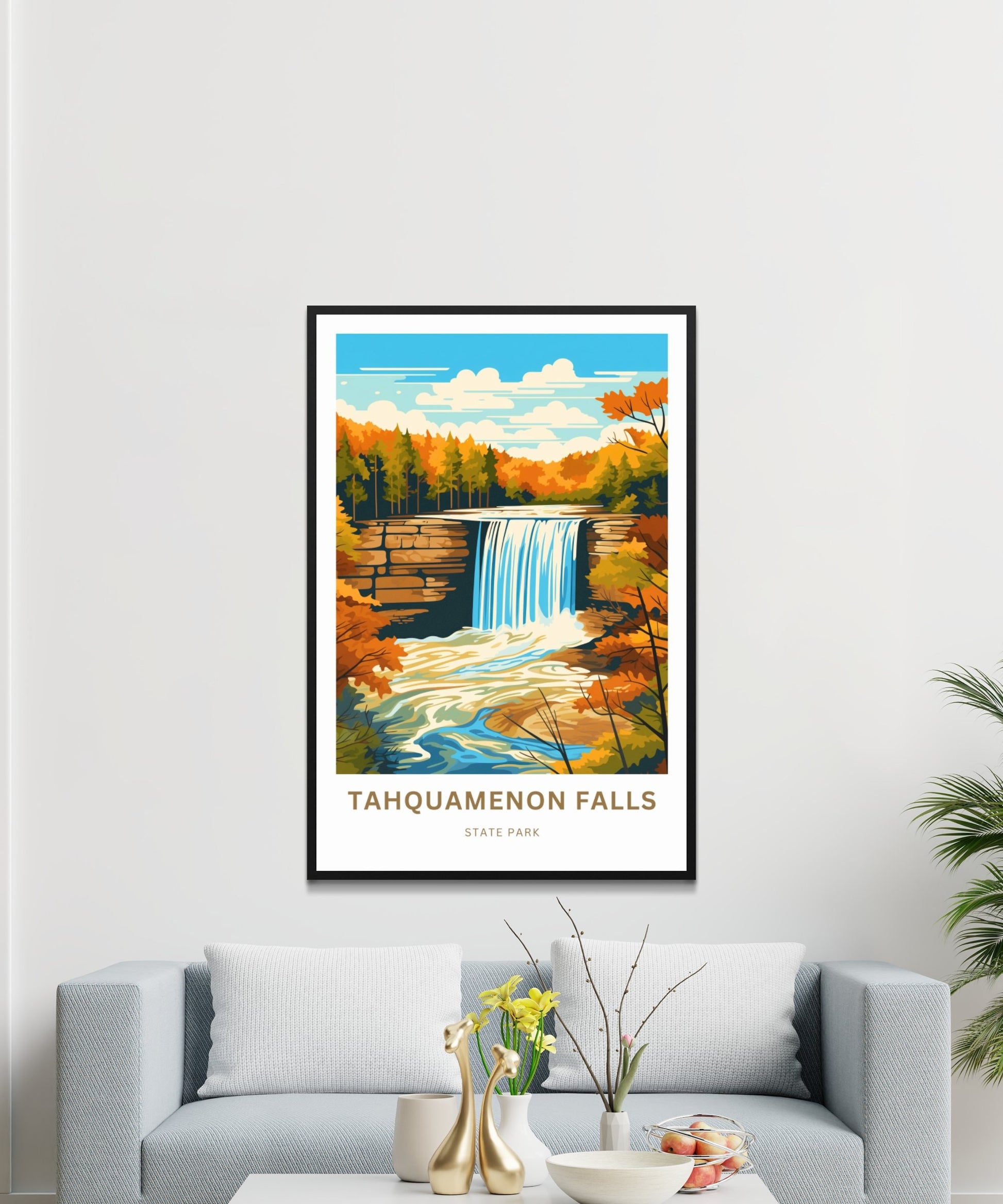 Tahquamenon Falls Travel Print - Tahquamenon Falls State Park poster, Michigan Wall Art, Framed present, Gift Michigan Present - TravelTreasureCo