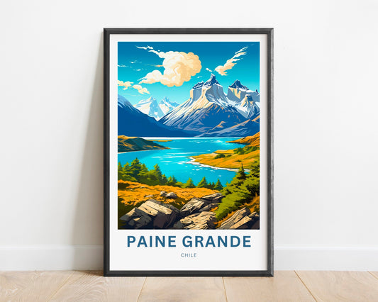 Paine Grande Travel Print - Paine Grannde poster, Torres Del Paine Wall Art, Framed present, Gift Chile Present - TravelTreasureCo