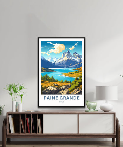 Paine Grande Travel Print - Paine Grannde poster, Torres Del Paine Wall Art, Framed present, Gift Chile Present - TravelTreasureCo