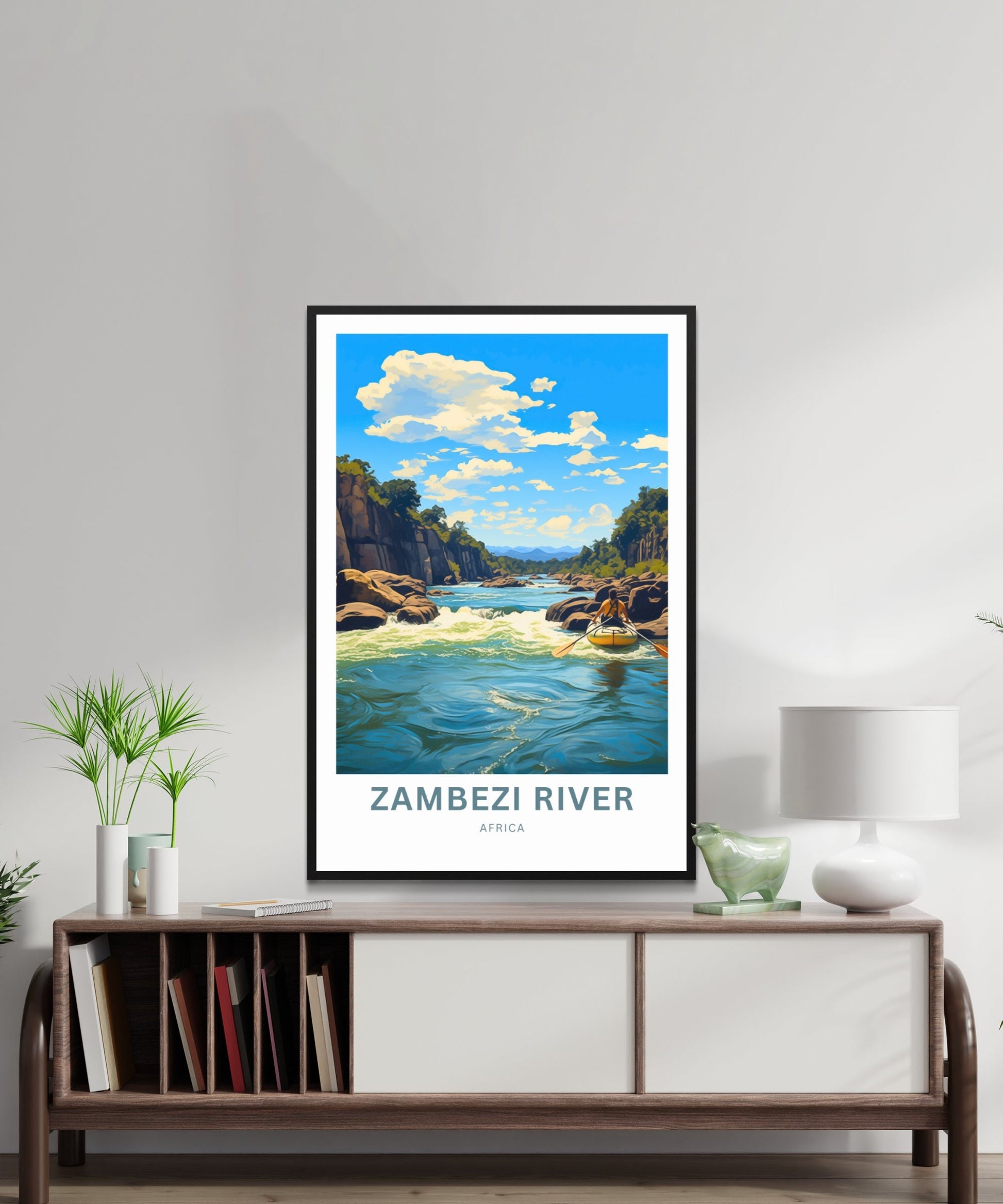 Zambezi River Travel Print - Zambezi River poster, Africa Wall Art, Framed present, Gift Africa Present - TravelTreasureCo