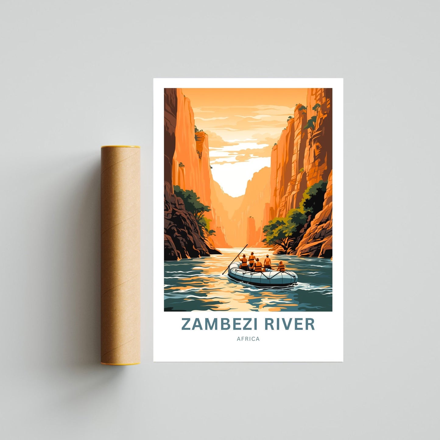 Zambezi River Travel Print - Zambezi River poster, Africa Wall Art, Framed present, Gift Africa Present - TravelTreasureCo